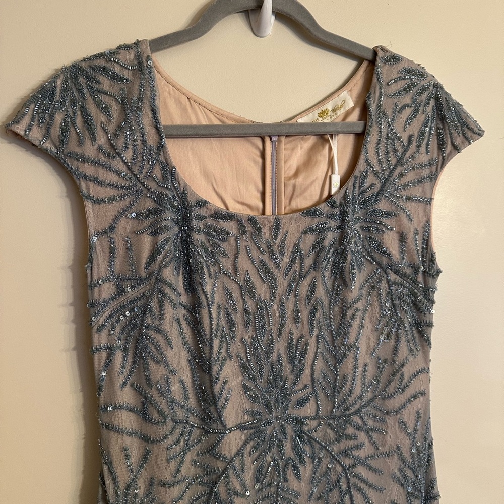 Elegant Beaded Dress in Blue